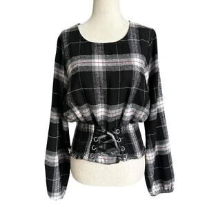 Ci Sono Black Plaid Collection Flannel Shirt Women's Size Medium | 19-33